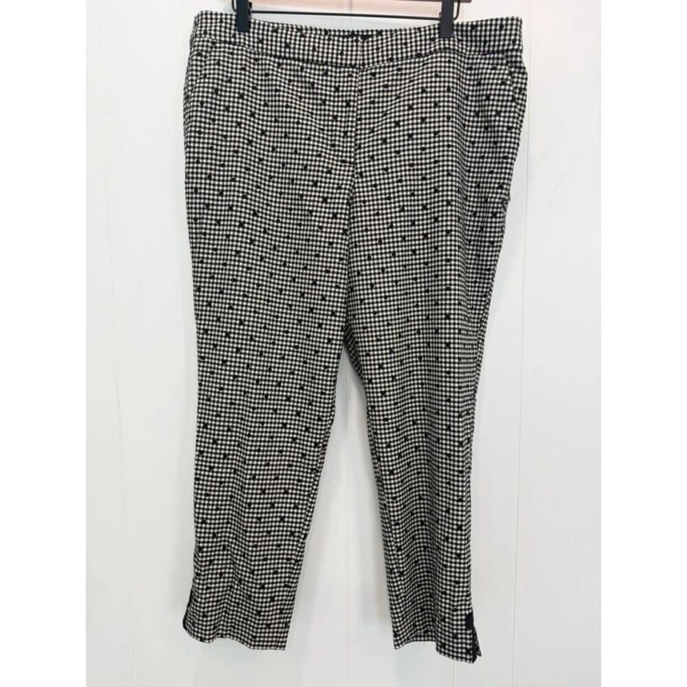 Talbots Black and White Gingham Polka Dot Bow Detail Ankle Pants Size 16 Petite